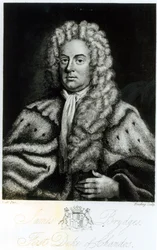 Portrait of James Brydges, first Duke of Chandos, engraved by Burnet Reading